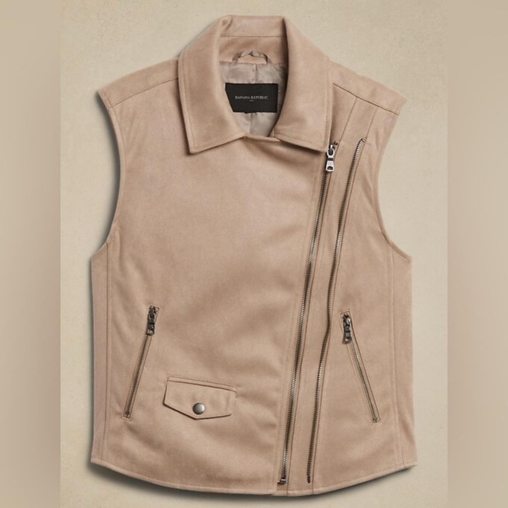 Banana Republic Vegan Suede Vest with Zipper Details Size XL